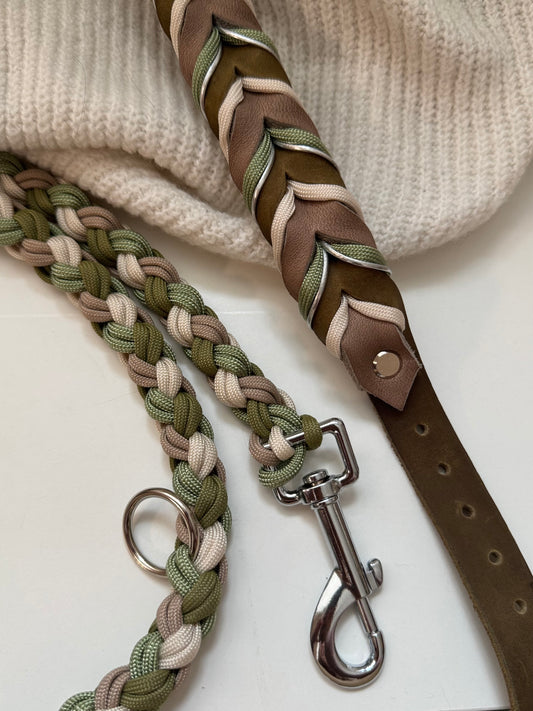Paracordleine "Classic" mit Fettleder in der Farbkombi "Shades of Eden"