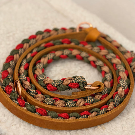 Paracord Hundeleine mit Fettleder Sofortkauf 2,40m
