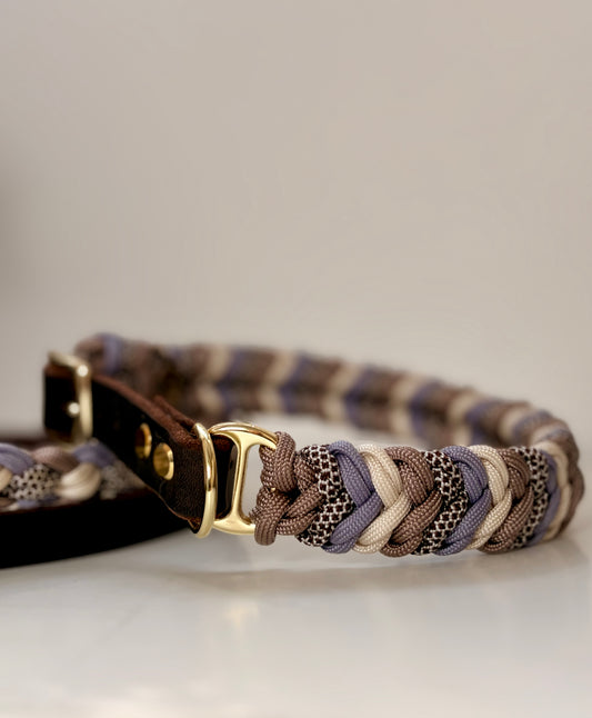 Paracord Halsband "Twist" in der Farbkombi "Walnuss Noir"
