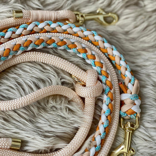 Paracordleine "Couture" mit Hundeleineseil in der Farbkombi "Sunset Coast"