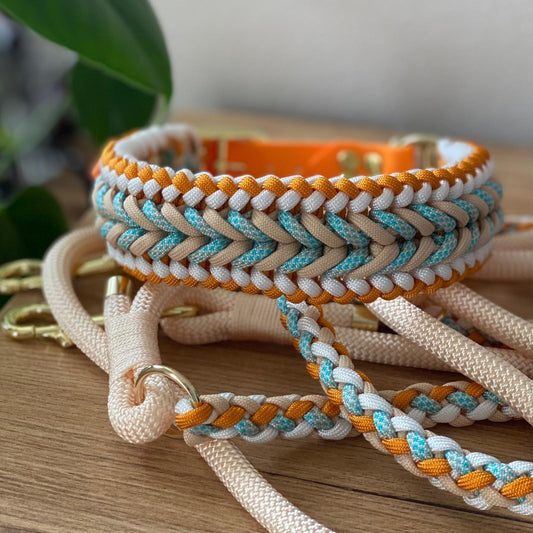 Paracord Halsband "Be Happy" in der Farbkombi "Sunset Coast"