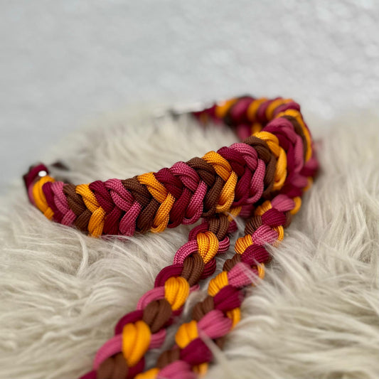 Paracord Halsband "Twist" in der Farbkombi "Pumpkin & Plum"