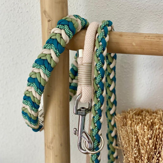 Paracord Halsband "Twist" in der Farbkombi "Teal Touch"