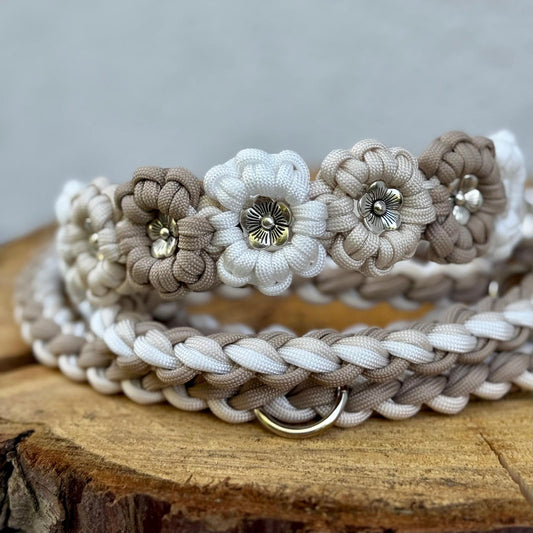 Paracord Halsband "Flora" in der Farbkombi "Sand & Silk"