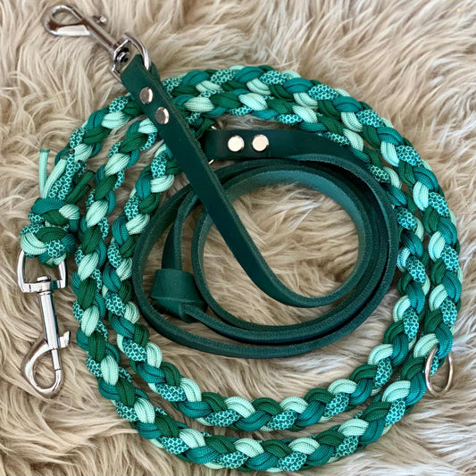 Paracord Hundeleine mit Fettleder 2,50m