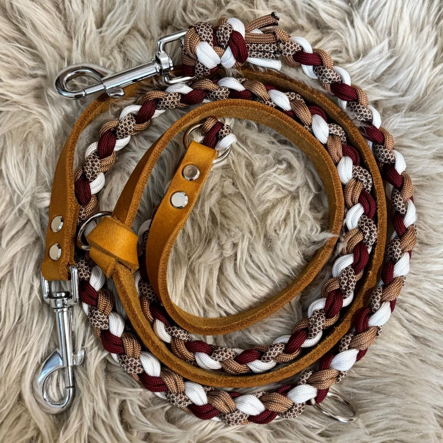 Paracord Hundeleine mit Fettleder Sofortkauf 2m