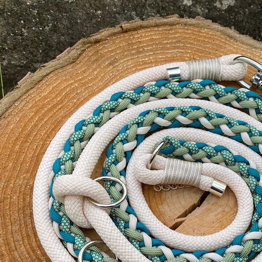 Paracordleine "Couture" mit Hundeleineseil in der Farbkombi "Teal Touch"